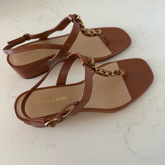 New Veronica Beard Andie Leather chain Slingback heeled sandal size: 6 - Picture 3 of 4